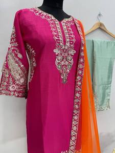 Special Eid Collection Women Wear With Embroidery Sequence Work On Heavy Chinon <b>Fabric</b> - Product Image 5