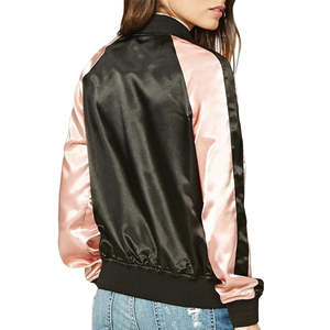 Veste bomber en satin pour homme OEM, col montant, confortable, respirante, avec broderie et doublure en nylon - Product Image 2