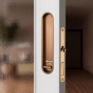 Serrure de porte coulissante elliptique moderne avec poignée à tirer en alliage de zinc, clé pour chambre à coucher, cuisine, appartement, hôpital et école - Product Image 1