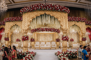 Mandap de mariage traditionnel à double pilier en or, fournitures de mariage indiennes aux États-Unis, finition or de qualité supérieure, mandap pour grands événements aux États-Unis - Product Image 4