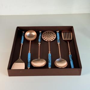Top Quality Durable <b>Copper</b> Finish Stainless Steel with Resin Handle and Box <b>Kitchen</b> Wares Set Cooking Tool Utensil - Product Image 4