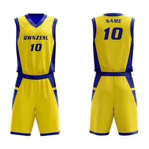 Hot Sale Custom Logo Sublimação Amarelo Ouro Basquete Uniforme Basquete Jersey Para Jogos