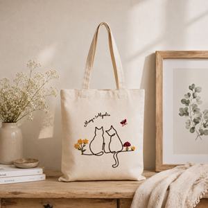 Sac fourre-tout en toile matelassé et brodé Meow & Bloom, couleur unie personnalisée avec fermeture à bandoulière, toutes saisons - Product Image 2
