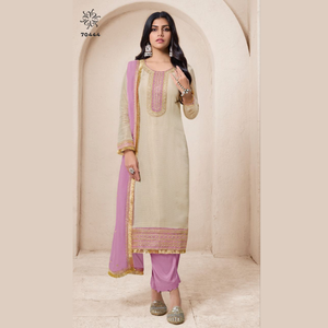 Presentación exclusiva de organza viscosa bordada con rayas Zari, colecciones de trajes de uso étnico pesado, venta al por mayor por Royal Export - Product Image 1