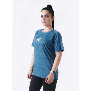 Camiseta de Cuello Redondo de Secado Rápido Azul Atlántico para Mujer, Ecológica, Anti-UV, Transpirable, 100% Algodón, Informal, para Todas las Temporadas, Tejido Jersey - Product Image 6