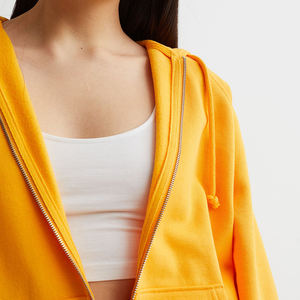 Sudadera con capucha de algodón 100% de alta calidad para mujer, sudadera de lana de invierno con decoración de insignia de cremallera difusa, precio razonable - Product Image 2