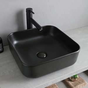 Meuble de salle de bain mural en céramique KOS 120CM avec lavabo carré noir mat, ensemble moderne - Product Image 6