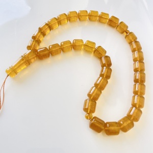 Chapelet islamique, perles en ambre baltique naturel de forme baril - Product Image 4