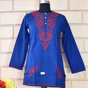 <b>Kurti</b> Cotton Chikan Embroidered Women Long Top Designer Casual Top Tunic Wholesaler - Product Image 4