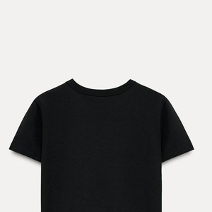 T-shirt d'été décontracté en coton spandex à col rond pour bébé Offre Spéciale Slim Fit Raglan Sleeve Contrast Binding Ringer Cropped T Shirt Femmes - Product Image 5