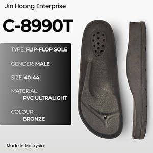 Suela para Chanclas Jin Hoong Men C-8990T, de PVC Bronce, Ligera, Resistente al Agua, Antideslizante, Duradera, 30 mm de Grosor, Fabricada en Malasia - Product Image 1