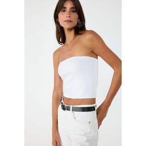 stStone Embellished Strapless Crop <b>Top</b> with Casual Style <b>Short</b> Length Front Logo Placement - Product Image 2