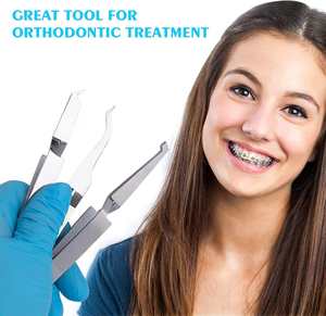 Pinzas para Brackets de Ortodoncia con Puntas Dentadas, Instrumento Dental Manual de Acero Inoxidable Reutilizable para Colocación y Extracción de Brackets - Product Image 6