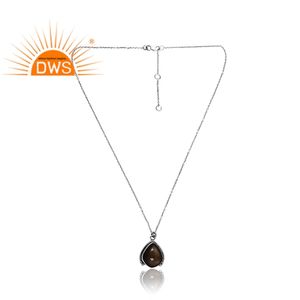 สร้อยคอจี้อัญมณีออบซิเดียนสีเงินธรรมชาติดีไซน์ใหม่สำหรับผู้หญิงเครื่องประดับที่ออกแบบได้เองของขวัญสำหรับผู้หญิงสำหรับผู้หญิง - Product Image 4