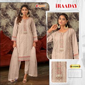 Nouveau concepteur traditionnel coton broderie travail robe indien pakistanais Salwar Kameez costume coupe droite robe Style Lehenga robe - Product Image 3