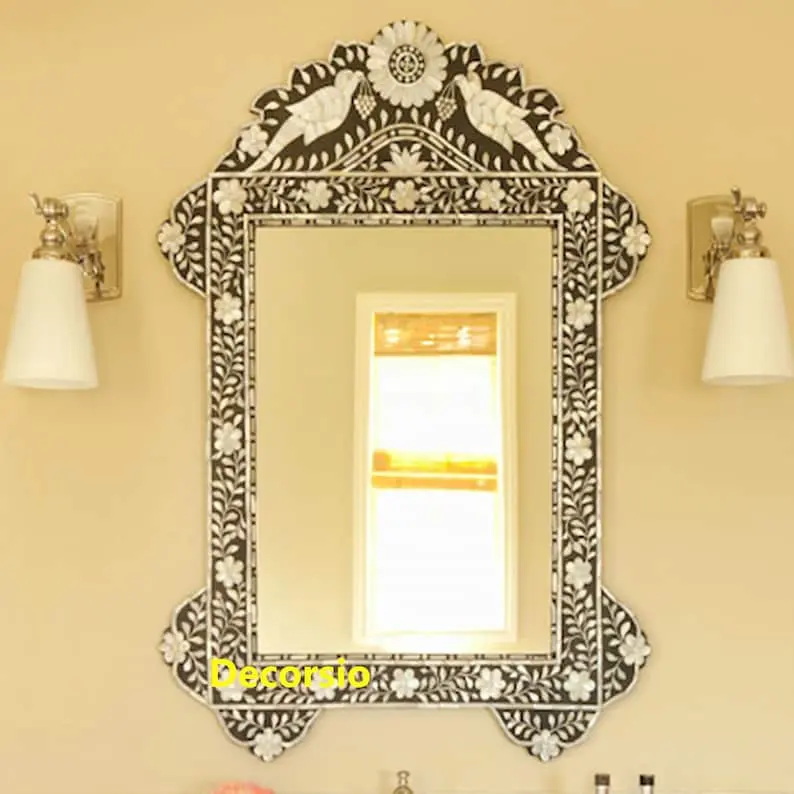 진주 거울의 고급 어머니 뼈 속지 흑백 거울 프레임 벽 거울 장식 대량 제품