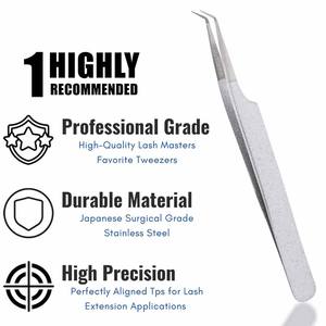 Pinces à cils premium en acier inoxydable, micro-pointe incurvée pour extensions de cils - Product Image 4