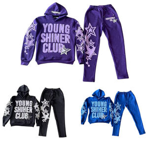 Survêtement personnalisé 2 pièces 400 GSM sweat à capuche imprimé en coton molleton vintage lourd et ensemble de jogging unisexe pour les amoureux de la mode - Product Image 1