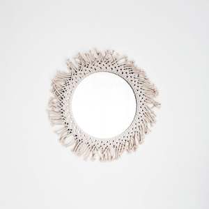 Macrame กระจกทรงกลมแขวนผนังขนาดเพื่อให้รูปลักษณ์ใหม่และแตกต่างกันของห้องนั่งเล่นและห้องนอนของคุณ - Product Image 3