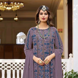 Luxueux lourd Georgette soie Shalwar Kameez costume pour adultes Fine multi-fil Jari broderie séquence travail vêtements indiens - Product Image 1