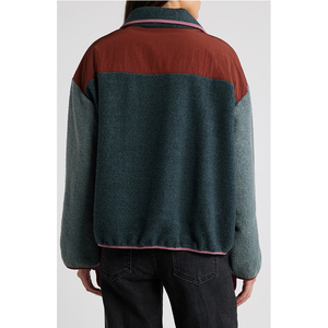 Custom Embroidery V Neck Loose Fit Half Button up Pullover Oversized Sweatshirt Long Sleeve Casual Color block Women Sweatshirt - Product Image 4