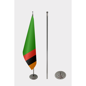 Drapeau d'intérieur officiel zambien avec logo personnalisé, impression numérique, mât en aluminium, fabriqué en polyester durable - Product Image 2