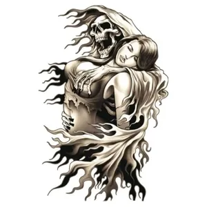 Pegatina de Motocicleta con Diseño Gótico de Calavera y Mujer Motociclista, Pegatinas de Estilo Gótico - Product Image 1