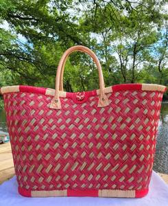 Sac en paille tissé à la main, panier en paille, sac en raphia, panier en osier, panier de courses, sac fourre-tout artisanal - Product Image 2