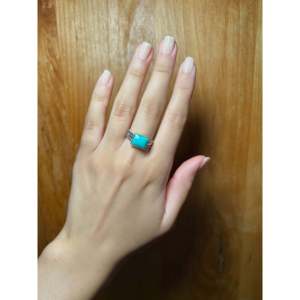 Navajo Handmade Fine Jewelry <b>Ring</b> Kingman Turquoise & Sterling <b>Silver</b> <b>Statement</b> <b>Ring</b> Size 7 Everyday Wear - Product Image 4