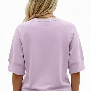 Conjuntos de Verano para Mujer, 100% Algodón, Color Liso, Transpirables, de Secado Rápido, Diseño Personalizado, Manga Corta, Precio al por Mayor - Product Image 6