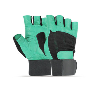 Logotipo personalizado Piel de cabra Spandex Medio dedo Guantes de fitness Tira de muñeca Entrenamiento Ejercicio Deportes para guantes de seguridad de peso - Product Image 3