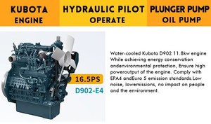 Mini pelleteuse Kubota U15 à vendre pelleteuse sur chenilles hydraulique de petite taille avec boîte de vitesses Composants du noyau de la pompe Caractéristiques Roulement du moteur - Product Image 6