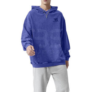 Sudadera con capucha de lavado ácido para hombre de ajuste relajado con sensación ligera Sudadera con capucha mezclada de algodón para hombre con tono de lavado ácido - Product Image 6