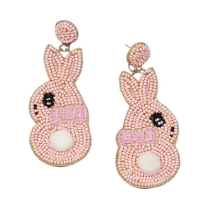Boucles d'oreilles tendance en forme d'étoile unisexe pour mariage et fête, broderie de lapin et perles de rocaille, pierre principale personnalisable en perle - Product Image 5