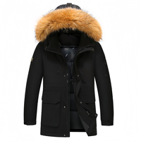 Manteau long en cuir véritable pour hommes, veste d'hiver imperméable pour temps froid, vêtements d'extérieur bouffants de luxe coupe-vent
