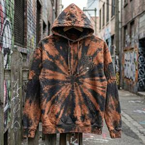 High Quality Winter Vintage Wash Fleece Tie Dye <b>Bleach</b> Effect Custom Logo Streetwear Sweatshirts 100% Cotton Acid Wash Hoodie - Product Image 1