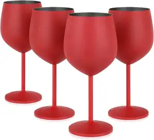 ワイングラス食器飛散防止赤色ガラスゴブレットゴールデンローズゴールドステンレス鋼