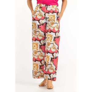 Pantalones Palazzo de Satén 100% Seda para Mujer, Transpirables, de Pierna Ancha, Casuales, con Cintura Alta, Decoración Estampada y Técnica Arrugada - Product Image 4