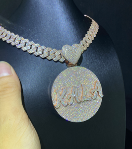 Pendentif cercle glacé Hip Hop pendentifs Moissanite ronds en argent sterling 925 breloques pendentifs diamant Moissanite VVS pour collier - Product Image 1