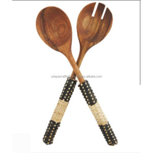 FestivaHue Ensemble de cuillères en bois de manguier artisanal Poignées en émail multicolore Dîner de fête Cadeau idéal pour les ensembles d'outils de cuisine - Product Image 6