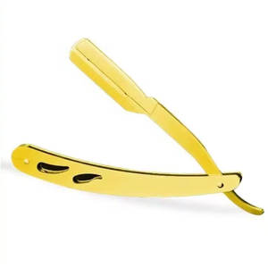 Maquinilla de afeitar de barbero para hombre de acero inoxidable de primera calidad totalmente personalizada con logotipo personalizado, hoja deslizante, maquinilla de afeitar de garganta de corte dorado - Product Image 1