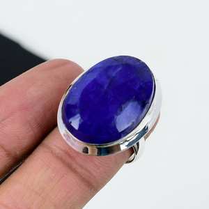 Bague en saphir bleu, en argent sterling 925, faite à la main, toutes tailles disponibles, bague en pierre ovale pour femmes, cadeaux de Noël - Product Image 6