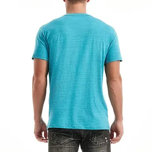 Style uni décontracté couleur unie hommes T-Shirt col rond manches courtes tricoté coton mélangé bas prix de haute qualité - Product Image 6