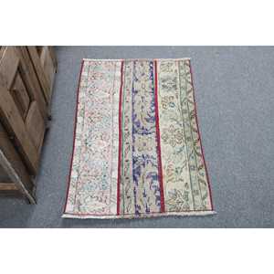 พรมวินเทจขนาด 2x3.1 ฟุต, พรมตุรกีขนาดเล็ก, พรมขนสัตว์โมร็อกโกสีน้ำเงิน - Product Image 1