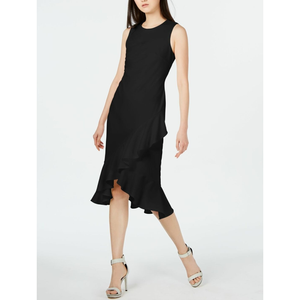 Abito da donna Calvin Klein senza maniche con balze e orlo avvolgente, nero, taglia XL - Traspirante, lavorato all'uncinetto, stile festa, lunghezza naturale fino al pavimento - Product Image 1