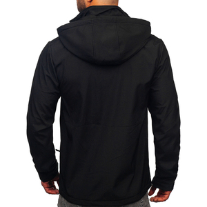 เสื้อแจ็คเก็ตผู้ชายสีดำ น้ำหนักเบา ระบายอากาศได้ดี ผ้า softshell มีฮู้ด ปิดด้วยซิป ผสมสแปนเด็กซ์สูง เหมาะสำหรับใส่ลำลองในฤดูใบไม้ร่วง - Product Image 2