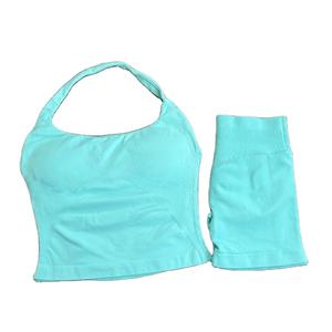 Conjunto de 2 Piezas de Leggings de Yoga y Fitness para Mujer, Cintura Alta, Color Durazno, Transpirables, Spandex/Nylon, Colores Personalizables en la Parte Delantera - Product Image 1