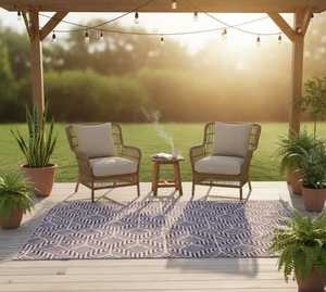 Alfombra Geométrica Tejida a Mano en Morado Oscuro y Blanco, Estilo Art Deco Moderno, Tejido Plano Chevron - Product Image 3