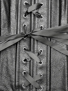 Women's Vintage Steampunk Gothic Waist Training <b>Corset</b> Green <b>Black</b> Brocade Leather Belt Lace Button Decoration Firm Control - Product Image 6