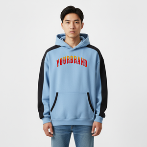 Nouveaux sweats à capuche d'hiver surdimensionnés en molleton 100% coton à la mode, logo imprimé en 3D personnalisé, streetwear bicolore pour hommes - Product Image 1